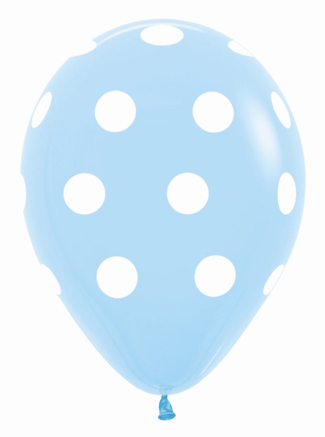 Globo Latex R12 Sempertex Fasion 039 Azul Puntos Blancos 30cm